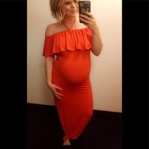 Red Asos maternity maxi dress